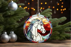 Stained Glass with Christmas Horse PNG Clipart Product Image 3