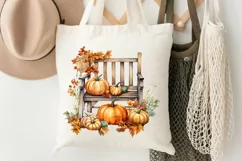 Autumn Chairs Watercolor Pumpkins Sublimation PNG Clipart Product Image 3
