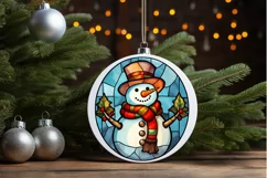Stained Glass Christmas Snowman PNG Clipart Product Image 3