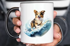 Surfing Cute Dog Watercolor Sublimation PNG Clipart Product Image 3
