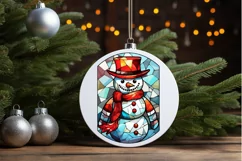 Stained Glass Christmas Snowman PNG Clipart Product Image 3