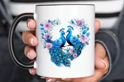 Couple Peacock Heart Sublimation PNG Clipart Product Image 3