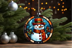Stained Glass Christmas Snowman PNG Clipart Product Image 3