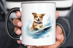 Surfing Cute Dog Watercolor Sublimation PNG Clipart Product Image 3