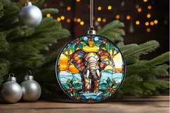 Stained Glass with Christmas Elephant PNG Clipart Product Image 3
