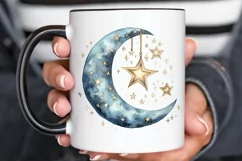 Moon And Stars Watercolor PNG Clipart Product Image 3