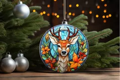 Stained Glass With Christmas Deer Flower PNG Clipart Product Image 3