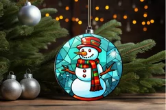 Stained Glass Christmas Snowman PNG Clipart Product Image 3