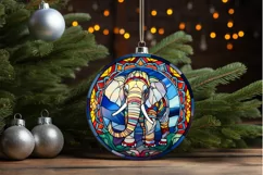 Stained Glass with Christmas Elephant PNG Clipart Product Image 3