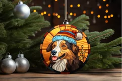 Stained Glass With Christmas Dog And San PNG Clipart Product Image 3