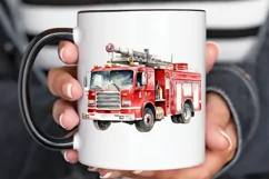 Fire Truck Watercolor Sublimation PNG Clipart Product Image 1