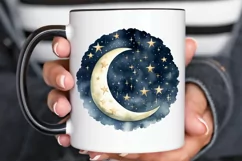 Moon And Stars Watercolor PNG Clipart Product Image 3