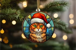 Stained Glass Christmas Cat PNG Clipart Product Image 3