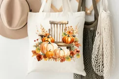 Autumn Chairs Watercolor Pumpkins Sublimation PNG Clipart Product Image 3