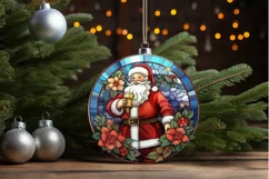 Stained Glass with Christmas Santa Flower PNG Clipart Product Image 3