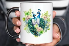 Couple Peacock Heart Sublimation PNG Clipart Product Image 3