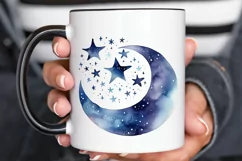 Moon And Stars Watercolor PNG Clipart Product Image 3