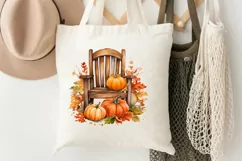 Autumn Chairs Watercolor Pumpkins Sublimation PNG Clipart Product Image 3