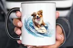 Surfing Cute Dog Watercolor Sublimation PNG Clipart Product Image 3