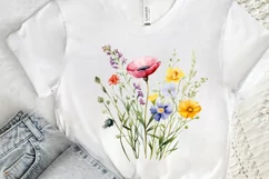 Vintage Wildflowers Watercolor PNG Clipart Product Image 3