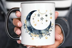 Moon And Stars Watercolor PNG Clipart Product Image 3