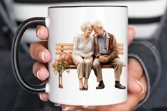 Old Couple On The Bench Sublimation PNG Clipart Product Image 3