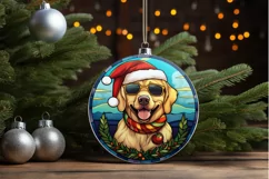 Stained Glass With Christmas Dog And San PNG Clipart Product Image 3
