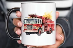Fire Truck Watercolor Sublimation PNG Clipart Product Image 3