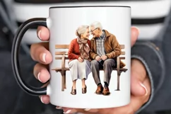 Old Couple On The Bench Sublimation PNG Clipart Product Image 3