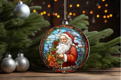 Stained Glass with Christmas Santa Flower PNG Clipart Product Image 3