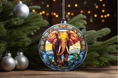 Stained Glass with Christmas Elephant PNG Clipart Product Image 3