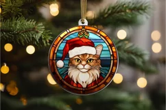 Stained Glass Christmas Cat PNG Clipart Product Image 3