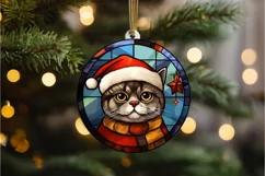 Stained Glass Christmas Cat PNG Clipart Product Image 3