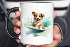 Surfing Cute Dog Watercolor Sublimation PNG Clipart Product Image 3