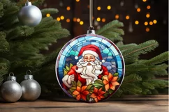 Stained Glass with Christmas Santa Flower PNG Clipart Product Image 3