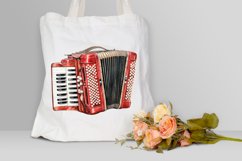 Vintage Accordion Watercolor Sublimation PNG Clipart Product Image 3