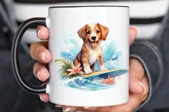 Surfing Cute Dog Watercolor Sublimation PNG Clipart Product Image 3