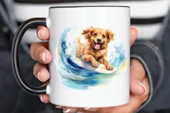 Surfing Cute Dog Watercolor Sublimation PNG Clipart Product Image 3