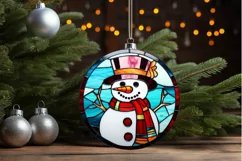 Stained Glass Christmas Snowman PNG Clipart Product Image 3
