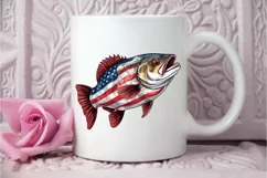 Bass Fish with American Flag Sublimation PNG Clipart Product Image 3