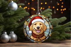 Stained Glass With Christmas Dog And San PNG Clipart Product Image 3