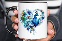 Couple Peacock Heart Sublimation PNG Clipart Product Image 3