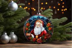 Stained Glass with Christmas Santa Flower PNG Clipart Product Image 3