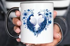 Couple Peacock Heart Sublimation PNG Clipart Product Image 3