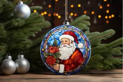 Stained Glass with Christmas Santa Flower PNG Clipart Product Image 3