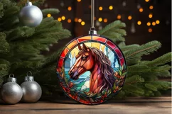 Stained Glass with Christmas Horse PNG Clipart Product Image 3