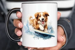 Surfing Cute Dog Watercolor Sublimation PNG Clipart Product Image 3