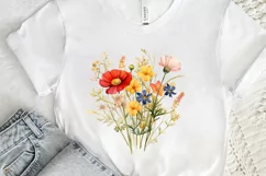 Vintage Wildflowers Watercolor PNG Clipart Product Image 3