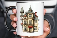 Vintage Houses Sublimation PNG Clipart Product Image 1