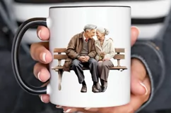 Old Couple On The Bench Sublimation PNG Clipart Product Image 3